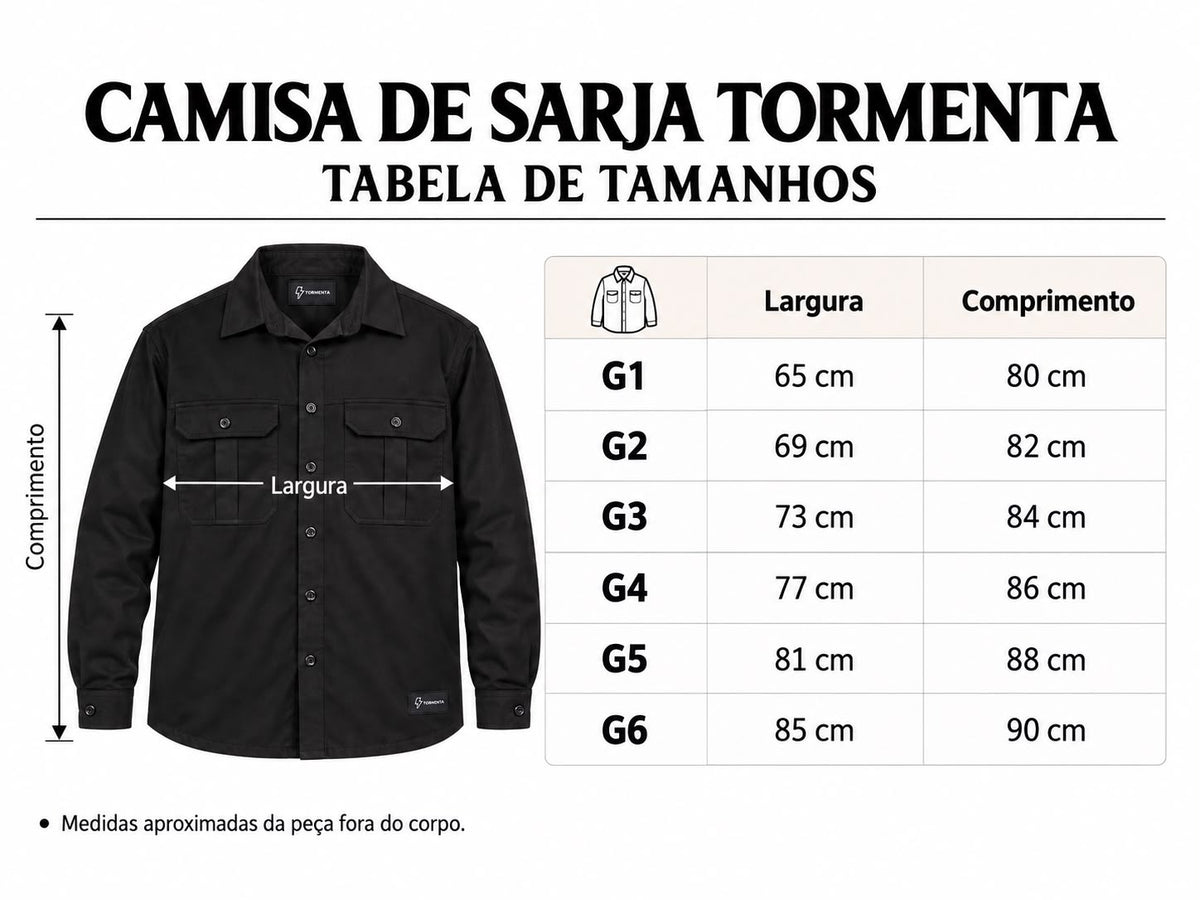 Camisa Sarja Casual Plus Size Tormenta