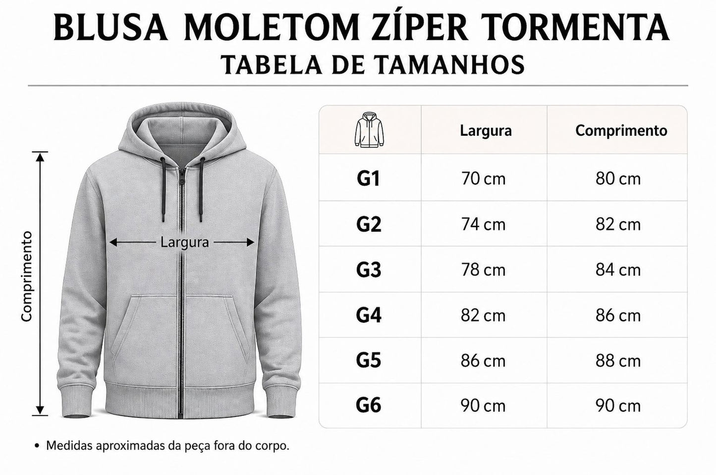 Blusa Moletom Zíper Plus Size Tormenta