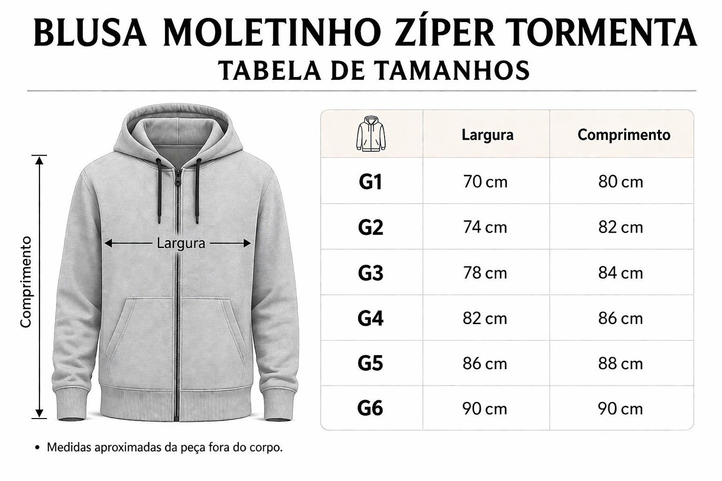 Blusa Moletinho Zíper Plus Size Tormenta