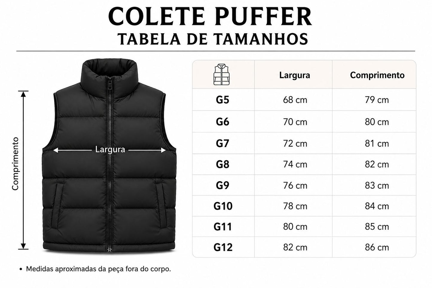 Colete Puffer Plus Size Tormenta
