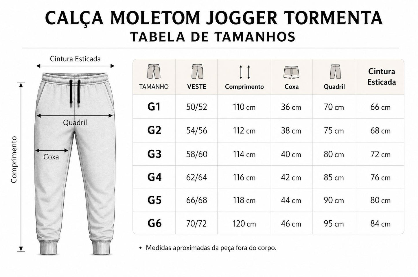 Calça Moletom Jogger Plus Size Tormenta