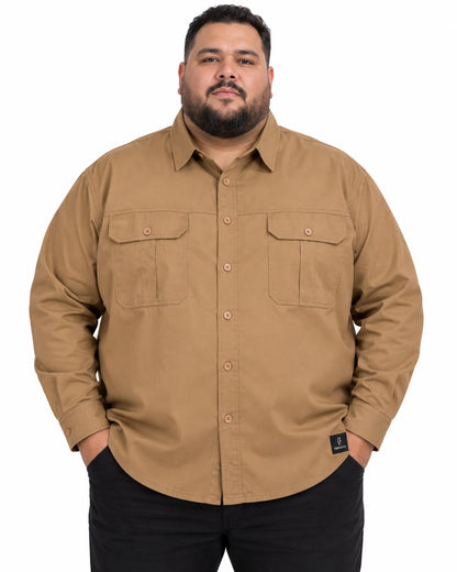 Camisa Sarja Casual Plus Size Tormenta