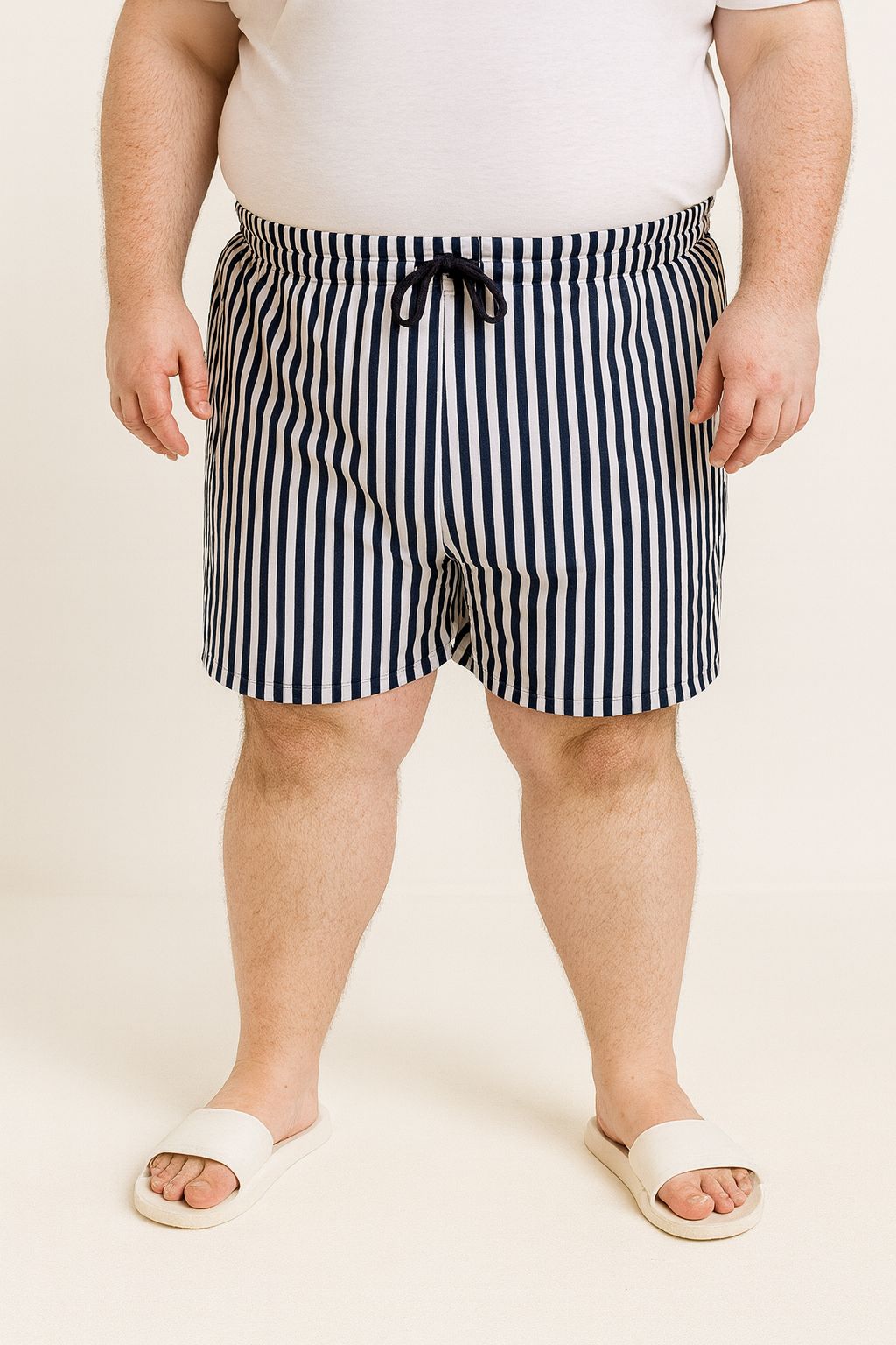 Shorts Elastano Listrado Plus Size Tormenta