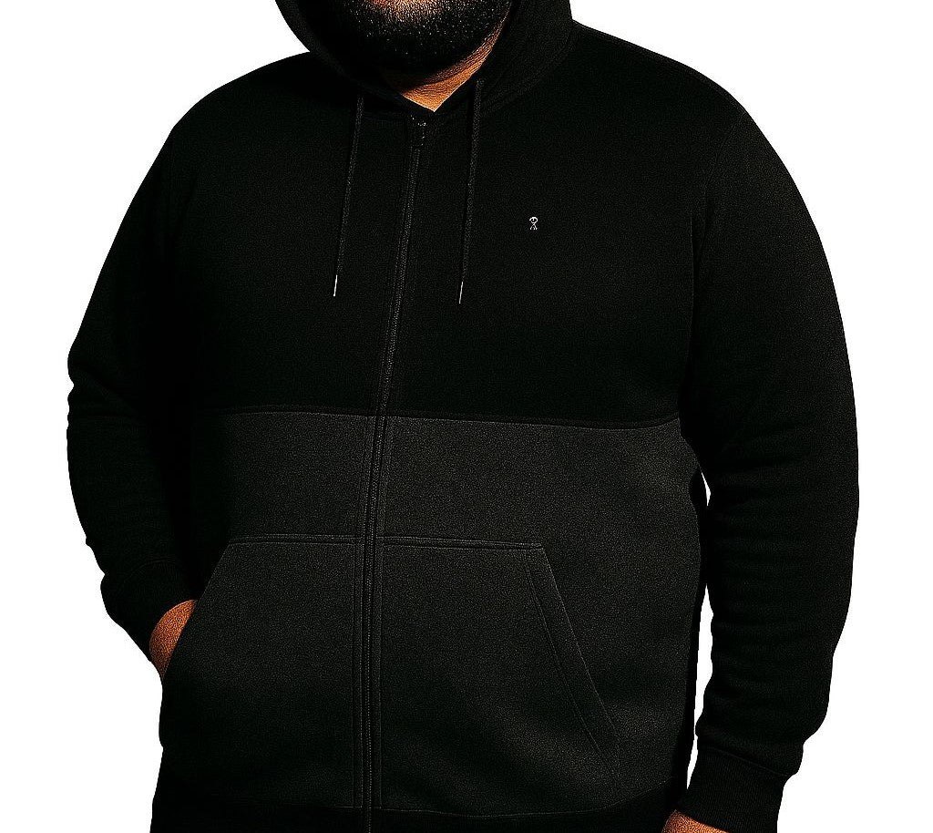 Blusa Moletom Canguru Plus Size Tormenta Com Zíper