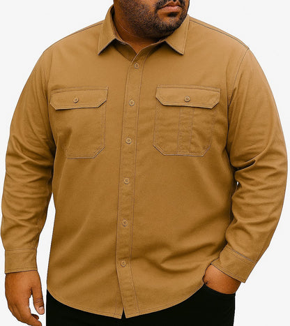 Camisa Sarja Manga Longa Plus Size Tormenta