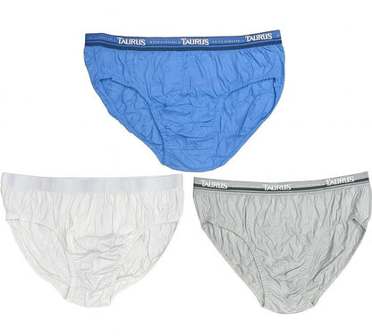 Kit 3 Cuecas Slip Adulto Algodão com Cós Elástico Taurus