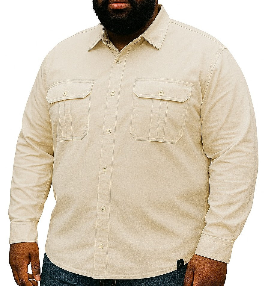 Camisa Sarja Manga Longa Plus Size Tormenta