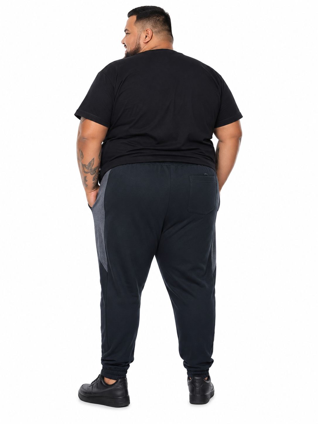 Calça Moletom Jogger Listra Lateral Plus Size Tormenta