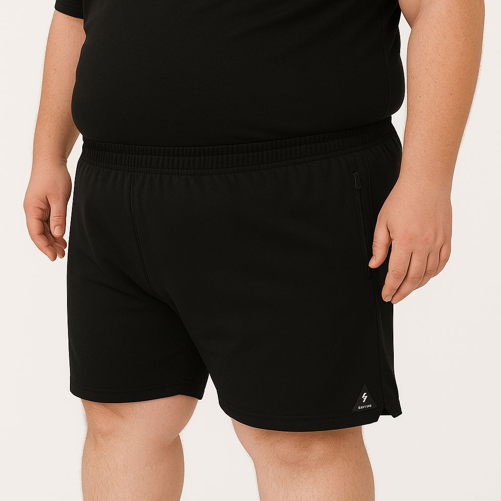 Shorts Esportivo Helanca Plus Size Zíper Tormenta