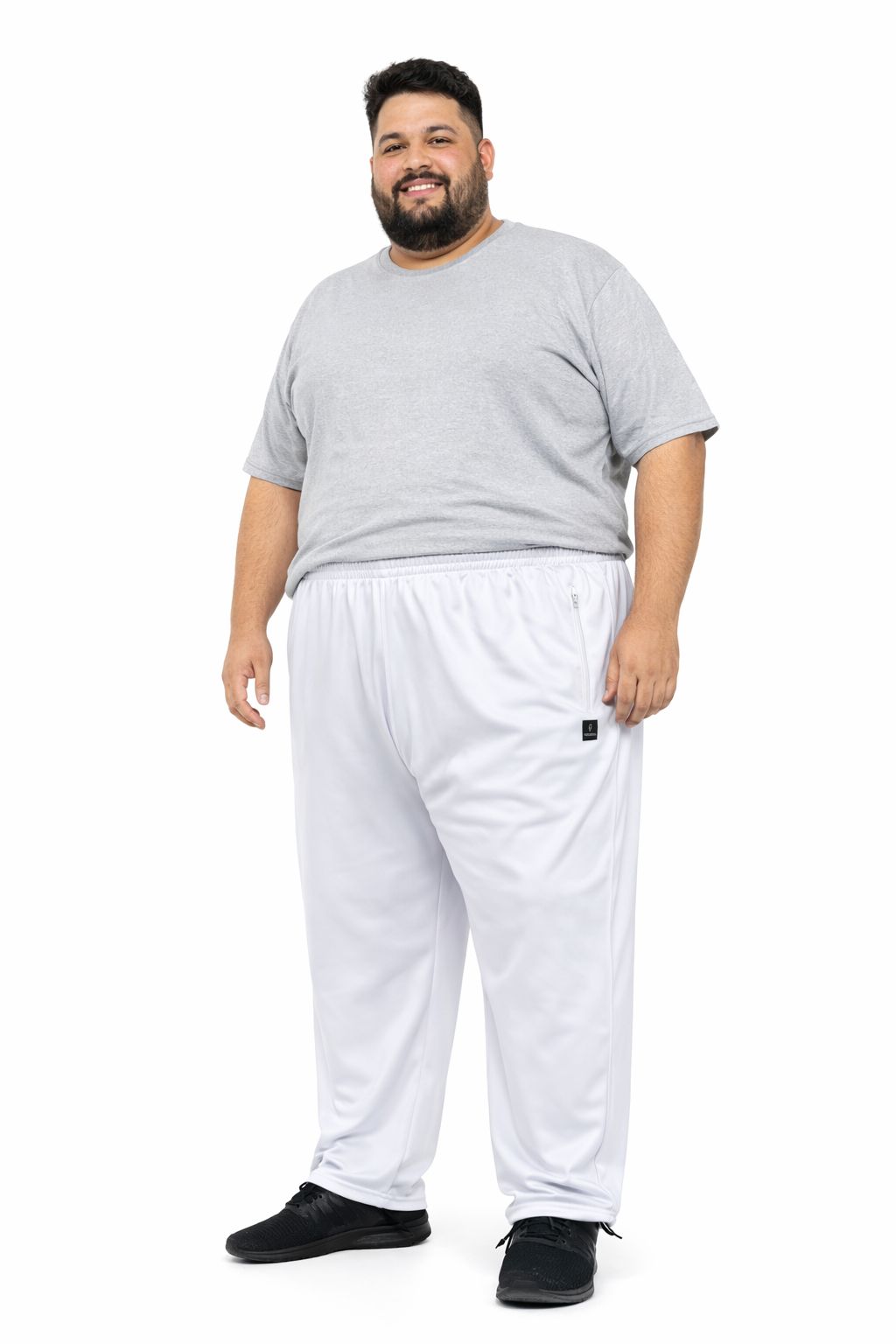 Calça Esportiva Helanca Plus Size Tormenta Com Zíper Lisa