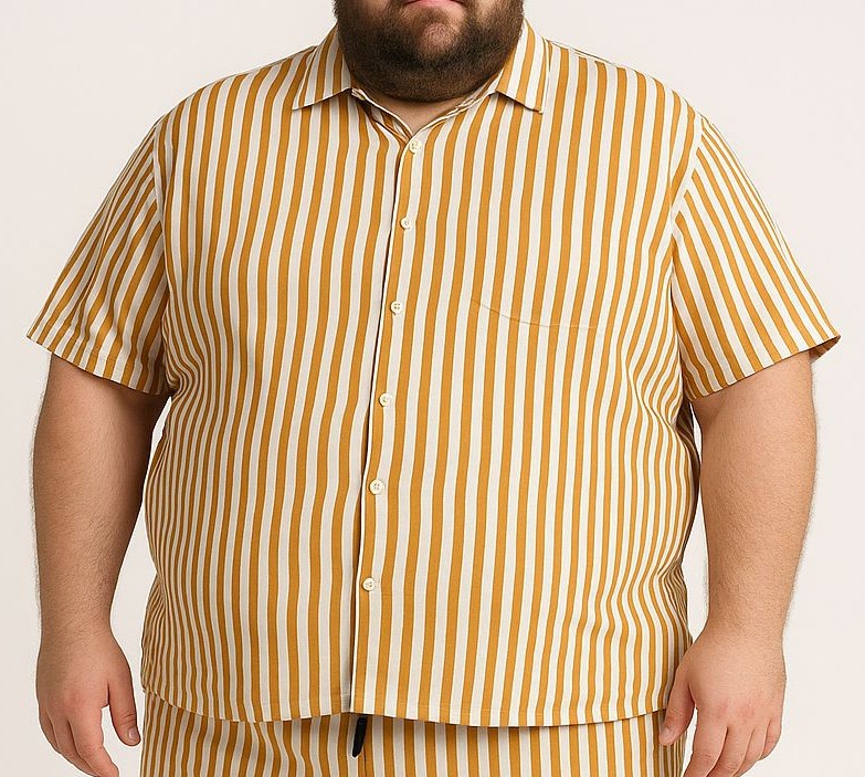 Camisa Elastano Listrada Plus Size Tormenta