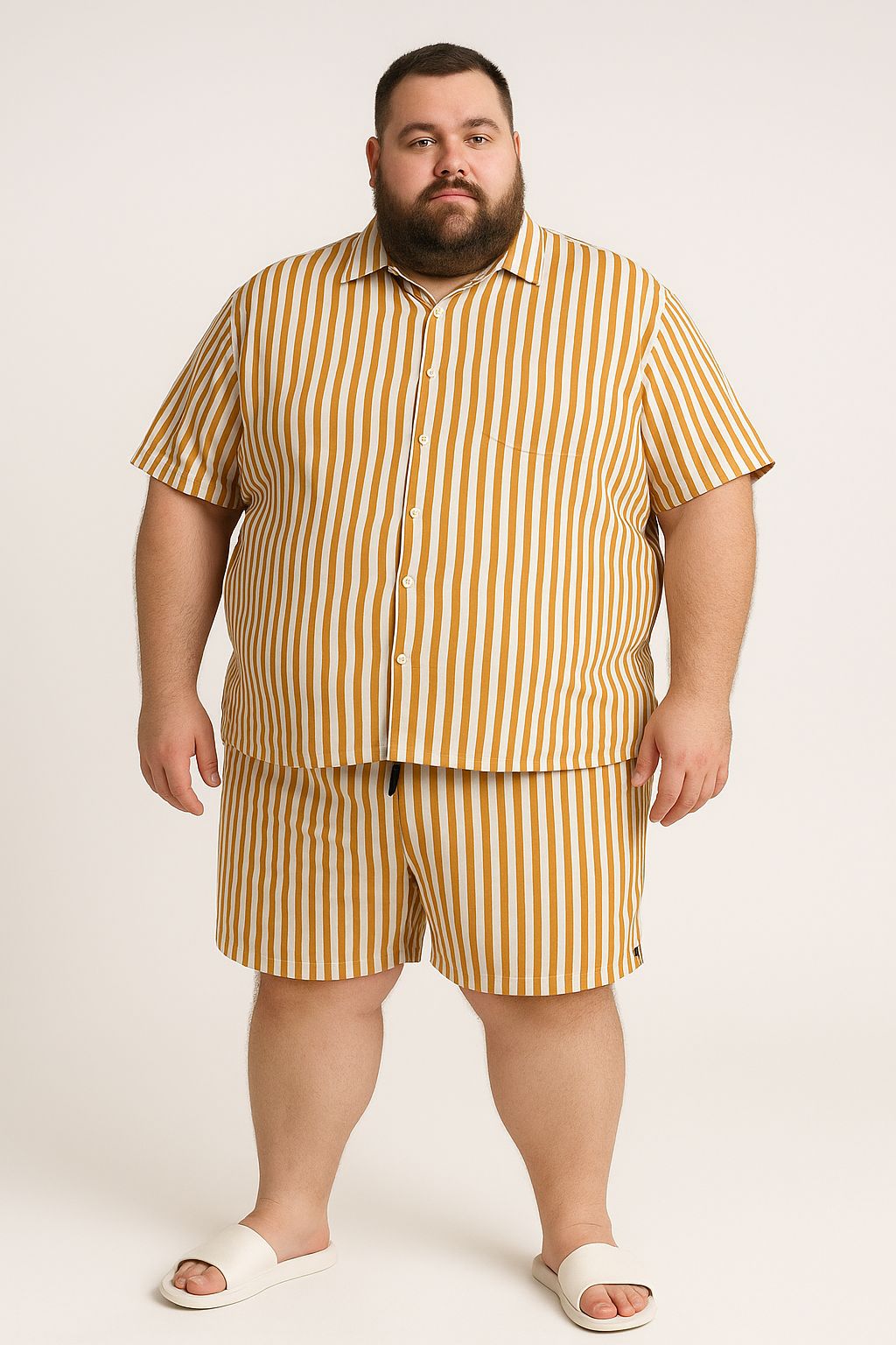 Camisa Elastano Listrada Plus Size Tormenta