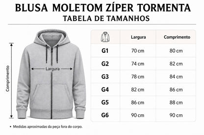 Blusa Moletom Zíper Plus Size Tormenta