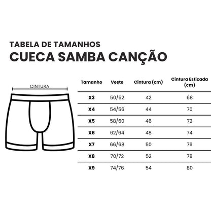 Cueca Samba Canção Estampada Adulto Algodão Taurus