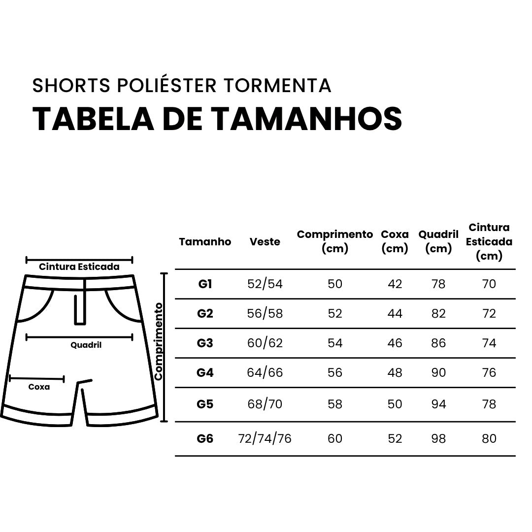 Shorts Poliéster Plus Size Tormenta