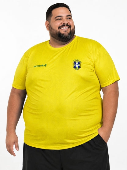 Camisa Brasil Tormenta Gola Lisa Plus Size