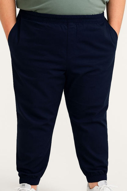 Calça Jogger Sarja Elastano Plus Size Tormenta