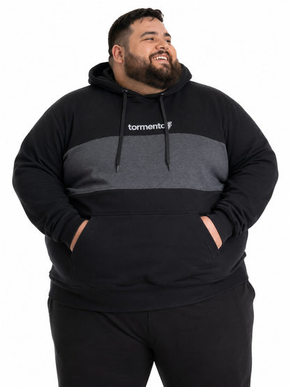 Blusa Moletom Canguru Bicolor Plus Size Tormenta