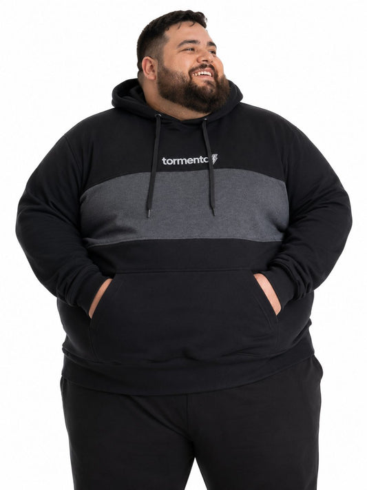 Blusa Moletom Canguru Bicolor Plus Size Tormenta