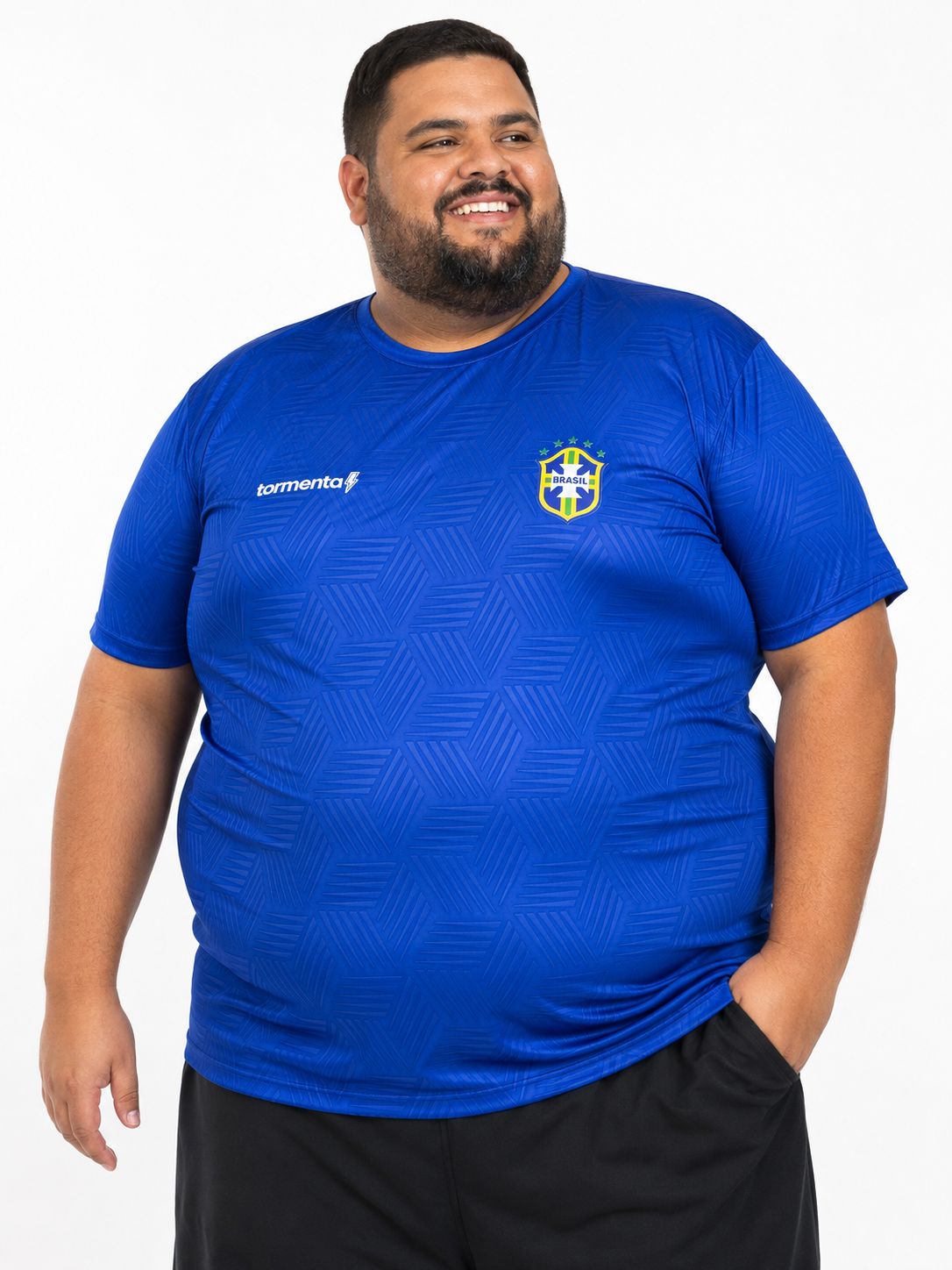 Camisa Brasil Tormenta Gola Lisa Plus Size