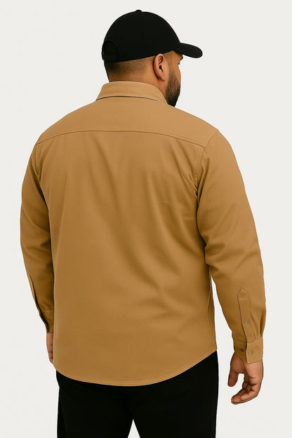 Camisa Sarja Manga Longa Plus Size Tormenta