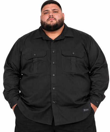 Camisa Sarja Casual Plus Size Tormenta