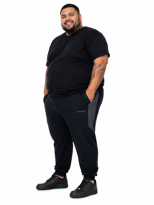 Calça Moletom Jogger Listra Lateral Plus Size Tormenta