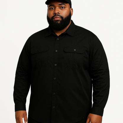 Camisa Sarja Manga Longa Plus Size Tormenta