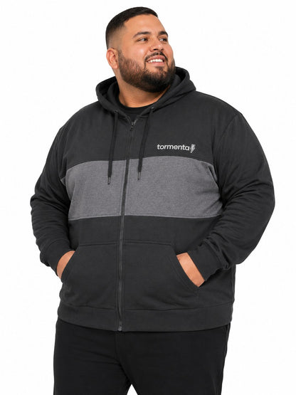Blusa Moletom Zíper Bicolor Plus Size Tormenta