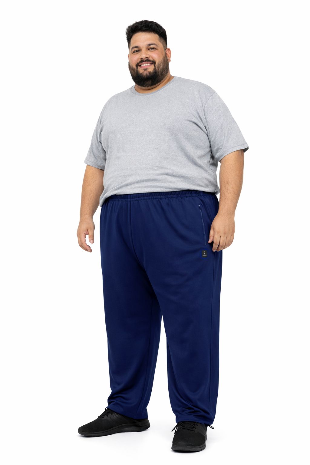 Calça Esportiva Helanca Plus Size Tormenta Com Zíper Lisa