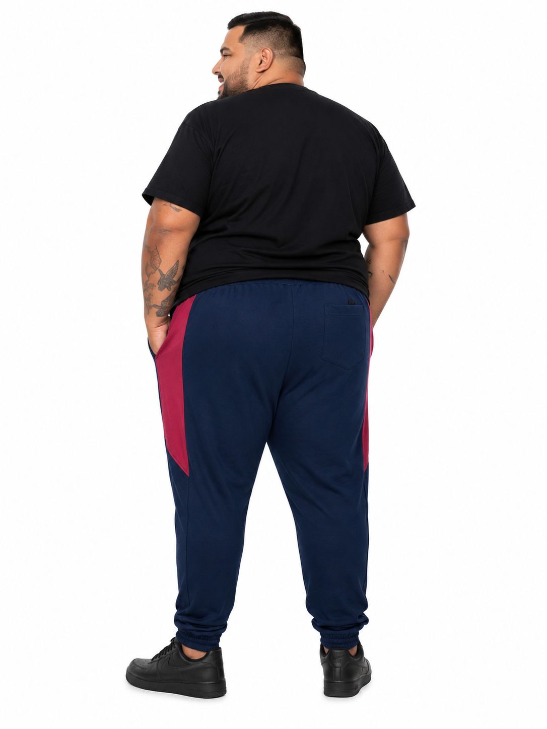 Calça Moletom Jogger Listra Lateral Plus Size Tormenta