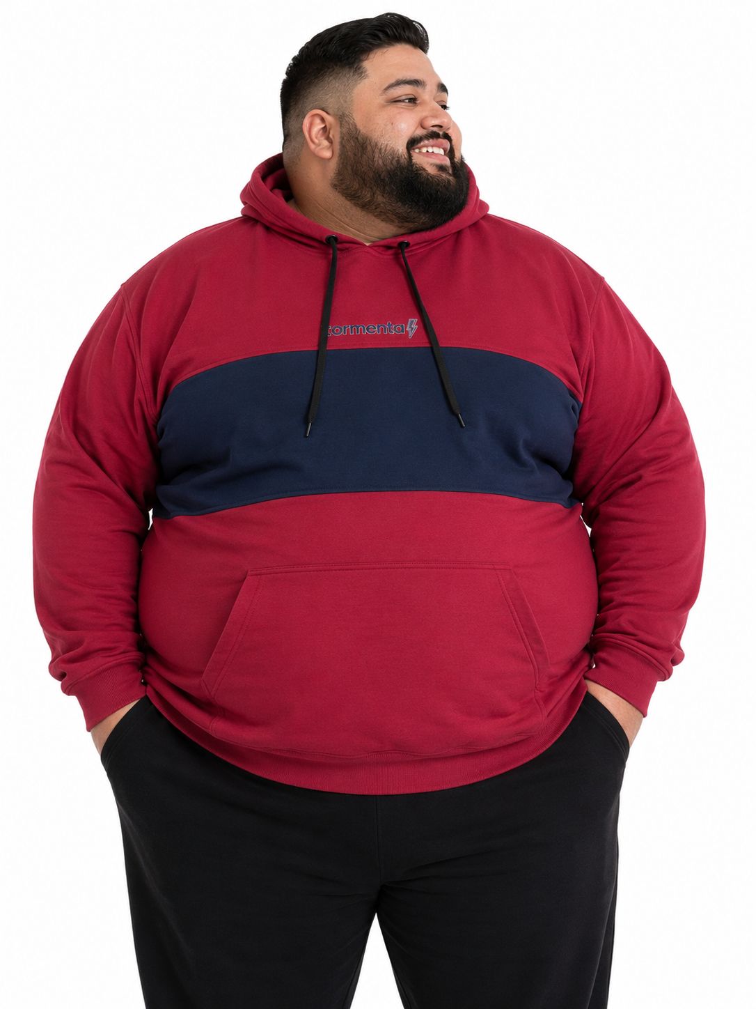Blusa Moletom Canguru Bicolor Plus Size Tormenta