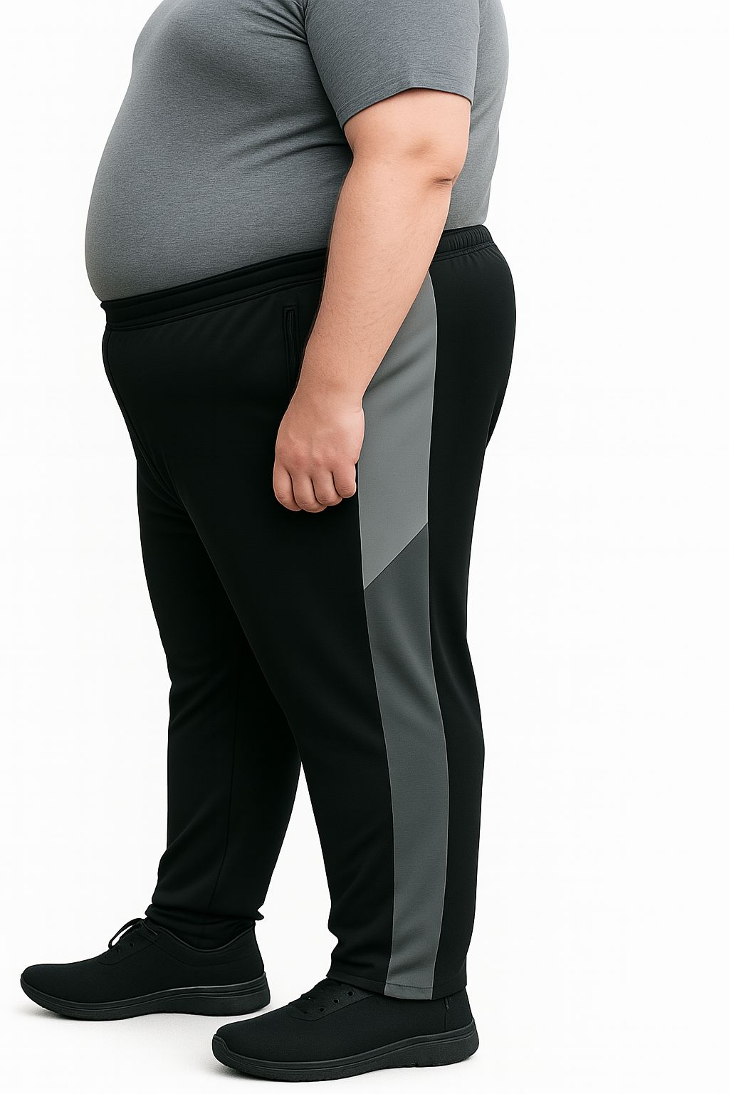 Calça Esportiva Helanca Plus Size Tormenta Com Zíper Detalhada