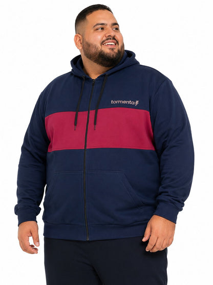 Blusa Moletom Zíper Bicolor Plus Size Tormenta