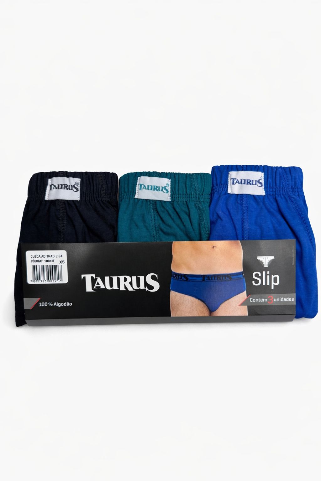 Kit 3 Cuecas Slip Adulto Algodão Taurus