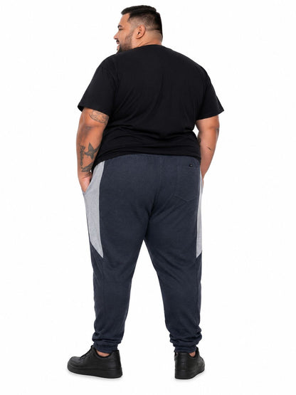 Calça Moletom Jogger Listra Lateral Plus Size Tormenta