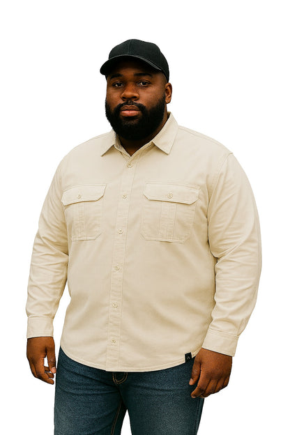 Camisa Sarja Manga Longa Plus Size Tormenta