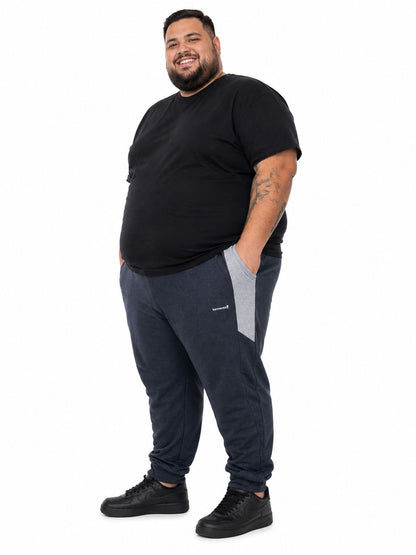 Calça Moletom Jogger Listra Lateral Plus Size Tormenta
