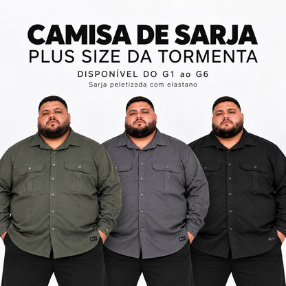 Camisa Sarja Casual Plus Size Tormenta