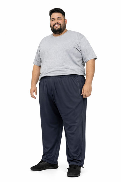 Calça Esportiva Helanca Plus Size Tormenta Com Zíper Lisa