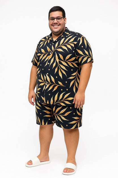 Camisa Elastano Floral Plus Size Tormenta