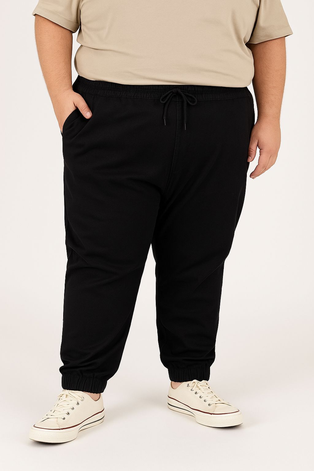 Calça Jogger Sarja Elastano Plus Size Tormenta
