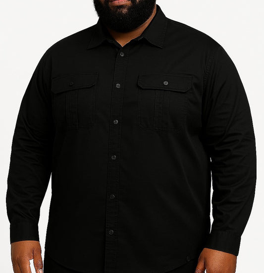 Camisa Sarja Manga Longa Plus Size Tormenta