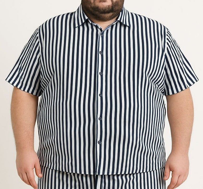 Camisa Elastano Listrada Plus Size Tormenta