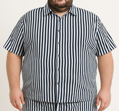 Camisa Elastano Listrada Plus Size Tormenta