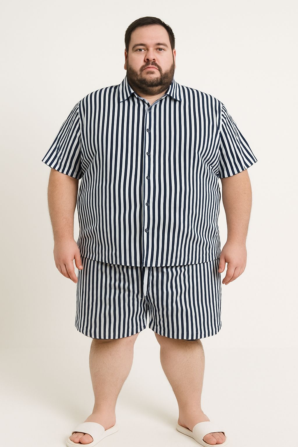 Camisa Elastano Listrada Plus Size Tormenta