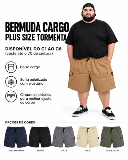 Bermuda Sarja Cargo Plus Size Tormenta