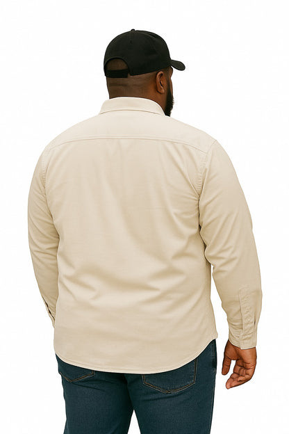 Camisa Sarja Manga Longa Plus Size Tormenta