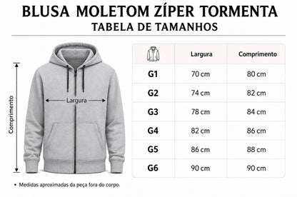 Blusa Moletom Zíper Bicolor Plus Size Tormenta