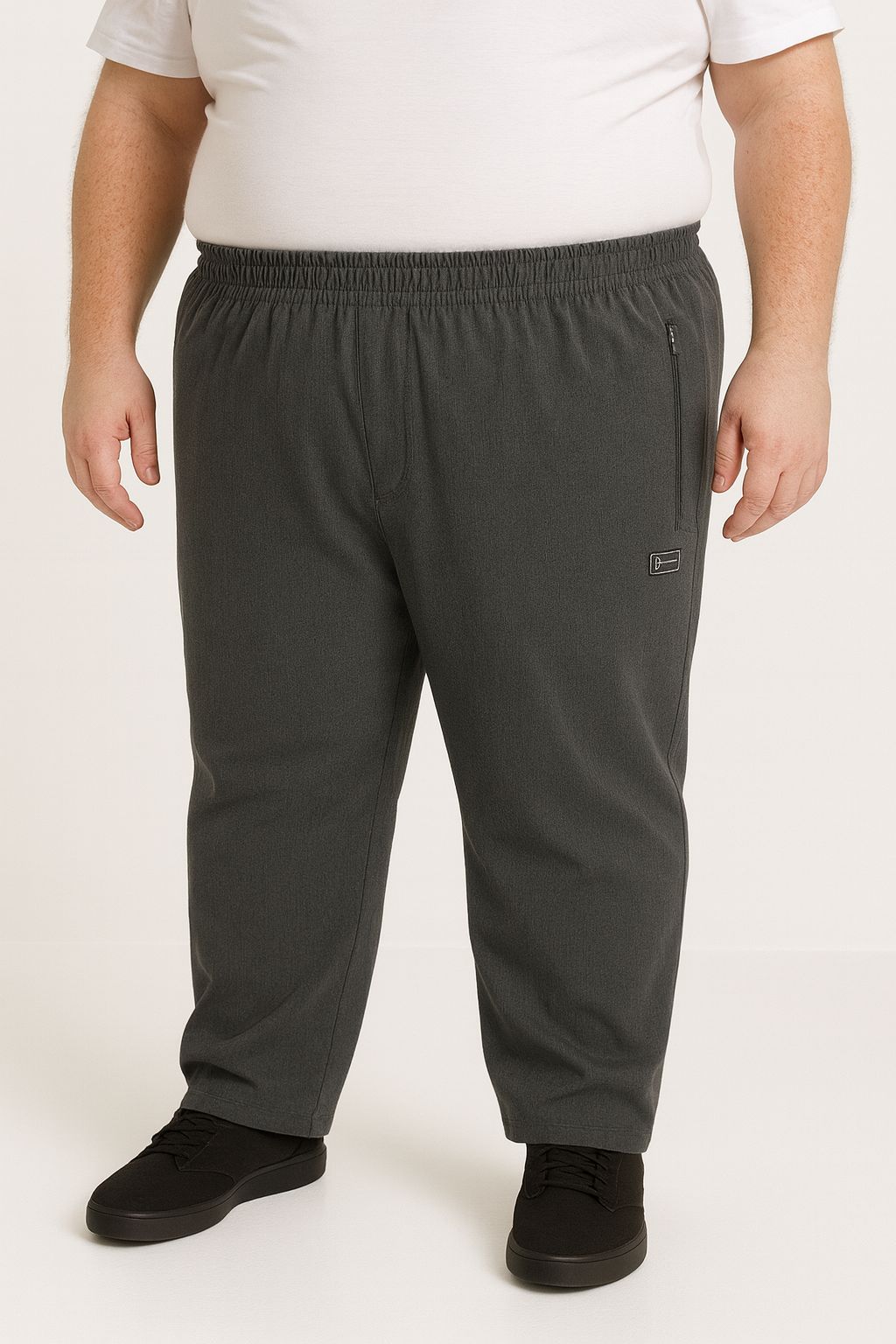 Calça Microfibra Plus Size Tormenta Com Zíper